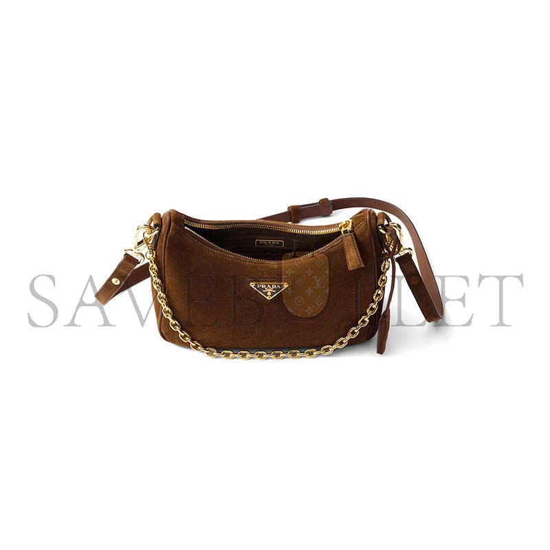 Pra*a mini re-edition shoulder bag in suede (22*18*6cm)